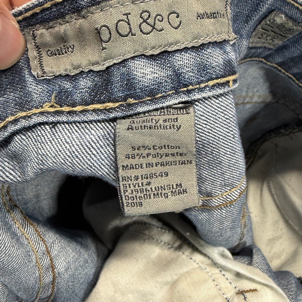 pd&c Jeans Mens 34x32 Blue Slim Straight Acid Wash Denim Stretch Streetwear‎ - Picture 4 of 11